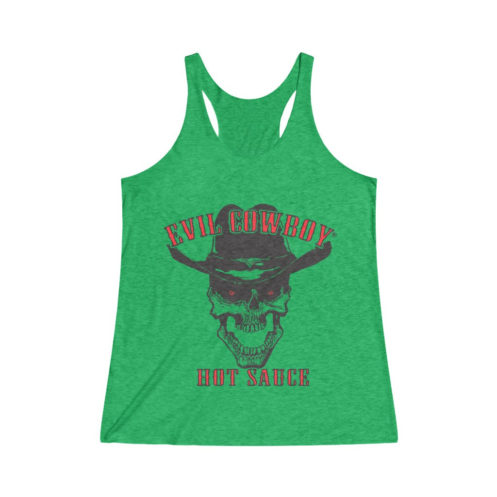 Evil Cowboy Hot Sauce Women's Tri-Blend Racerback Tank