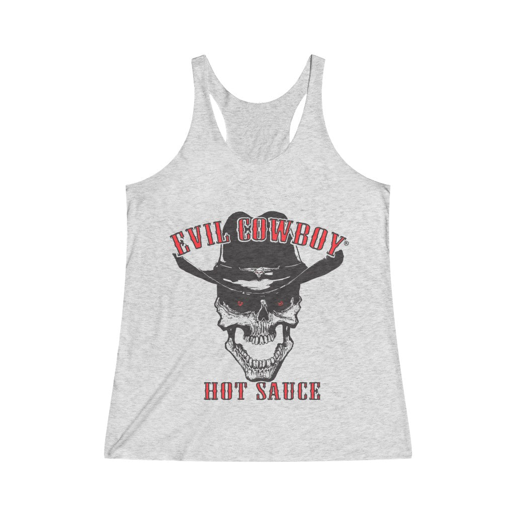 Evil Cowboy Hot Sauce Women's Tri-Blend Racerback Tank