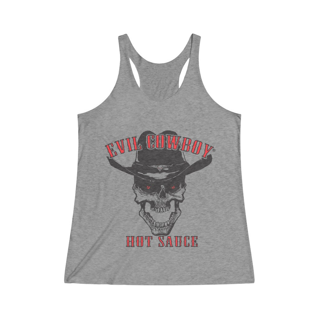 Evil Cowboy Hot Sauce Women's Tri-Blend Racerback Tank